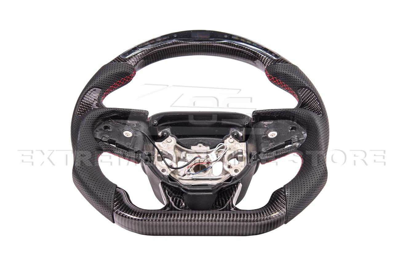 Dodge Challenger Carbon Fiber Steering Wheel Red Stitching Automatic 2015-Up