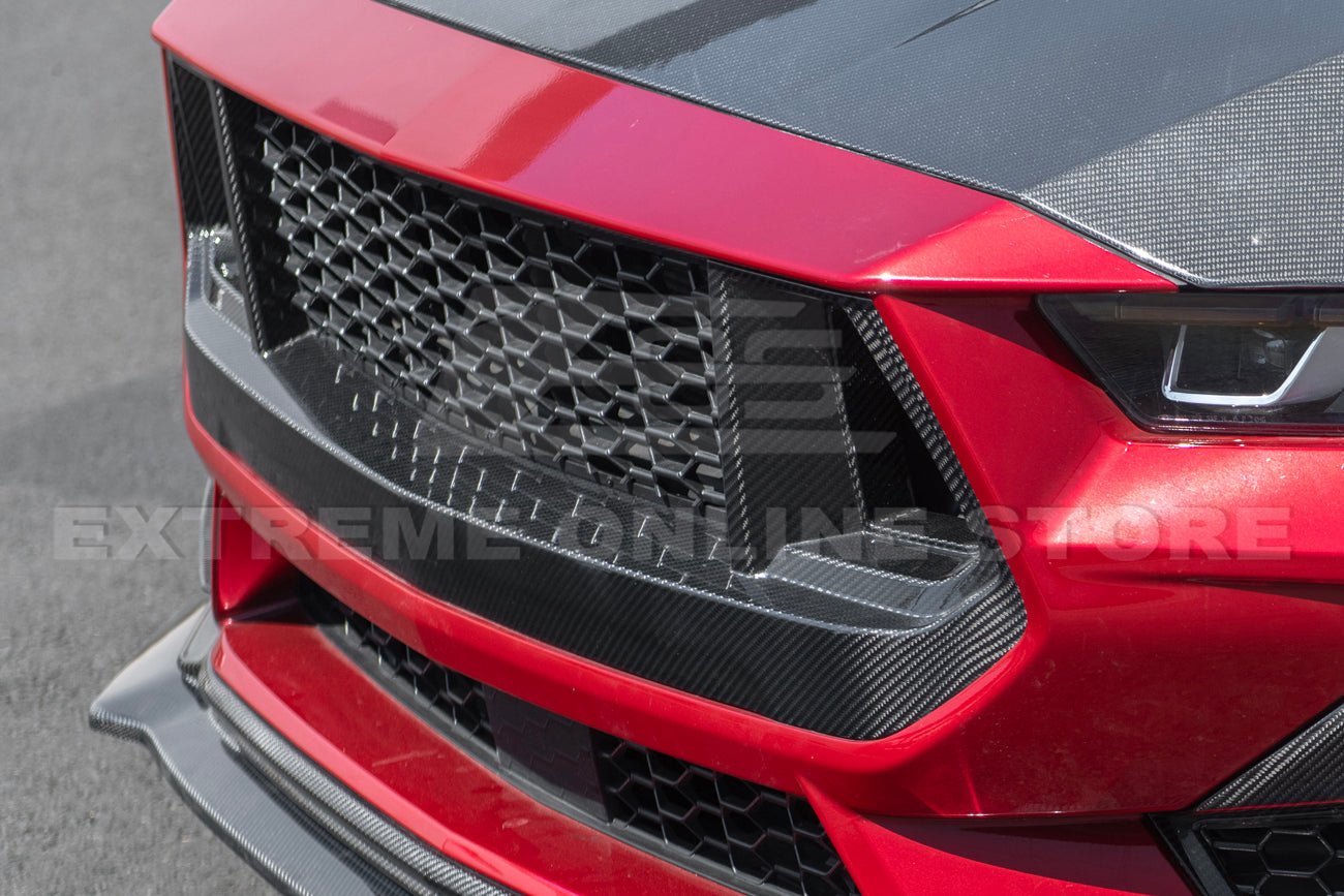 Ford Mustang S650 Dark Horse Style Carbon Fiber Front Upper Grille with GT Mesh Cover 2024-Up