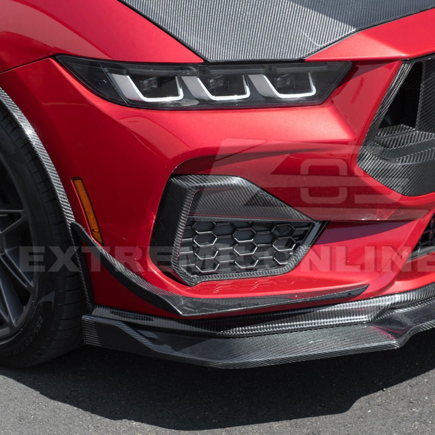 Ford Mustang S650 GT Performance Style Dry Carbon Fiber Front Splitter Canards 2024-Up