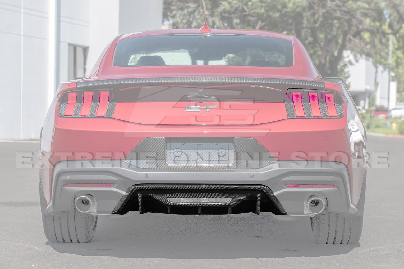 Ford Mustang S650 Performance Style Dry Carbon Fiber Rear Finned Bumper Diffuser 2024-Up