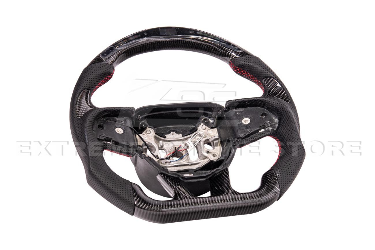 Dodge Challenger Carbon Fiber Steering Wheel Red Stitching Automatic 2015-Up