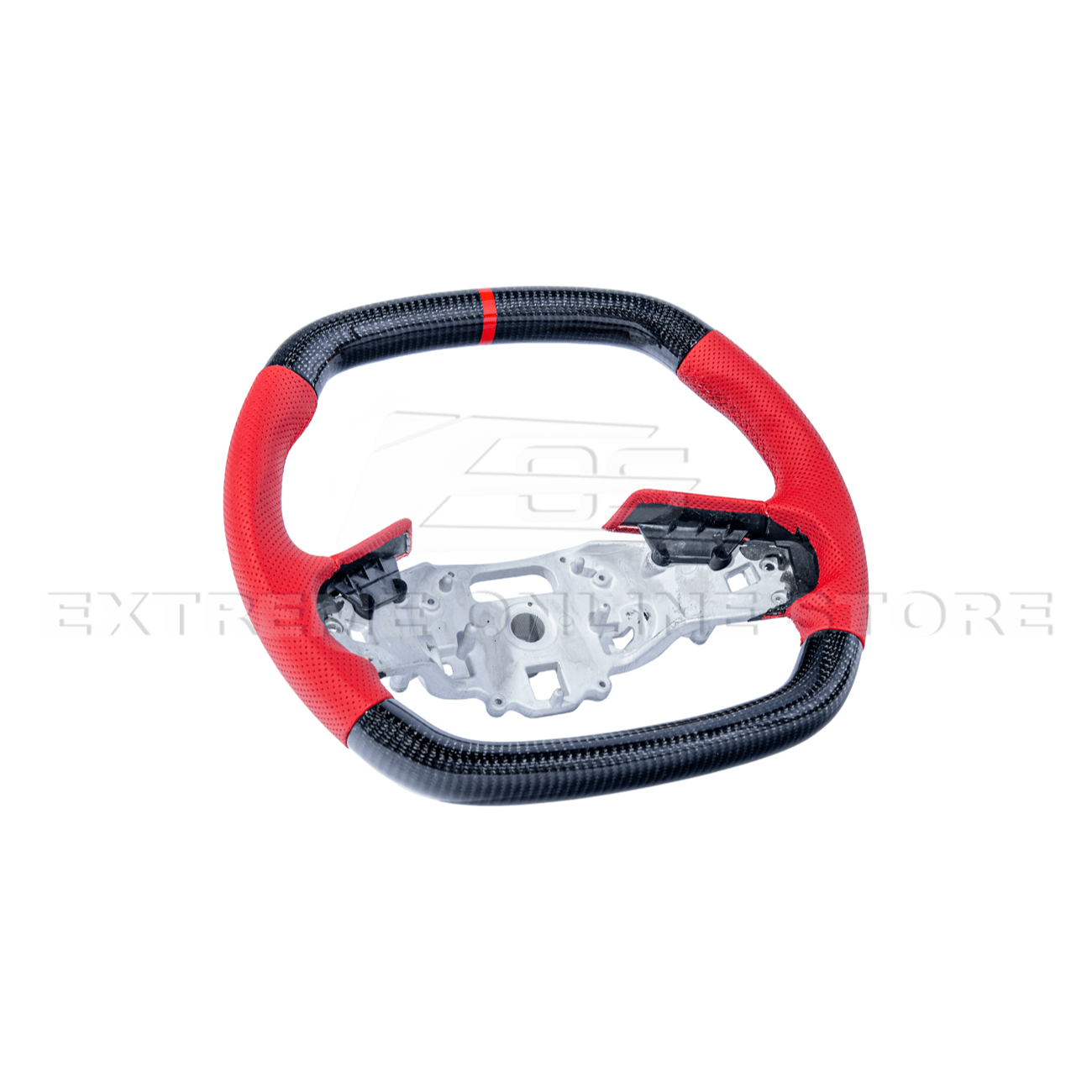 Corvette C8 CARBON FIBER Red Perforated Leather Stripe Steering Wheel