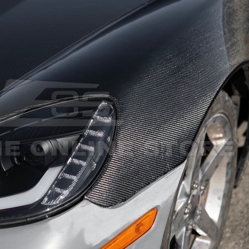Chevrolet Corvette C6 ZR1 Style Carbon Fiber / Matte Black Front Wide Body Fender Pair 2005-2013