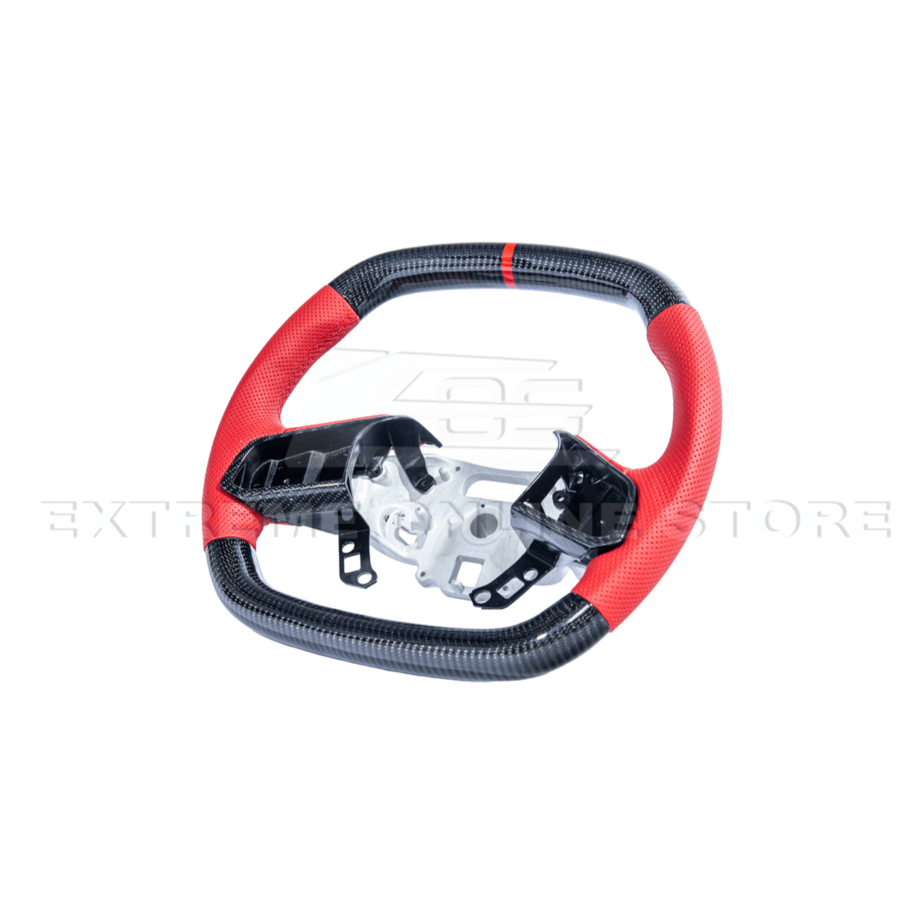 Corvette C8 CARBON FIBER Red Perforated Leather Stripe Steering Wheel