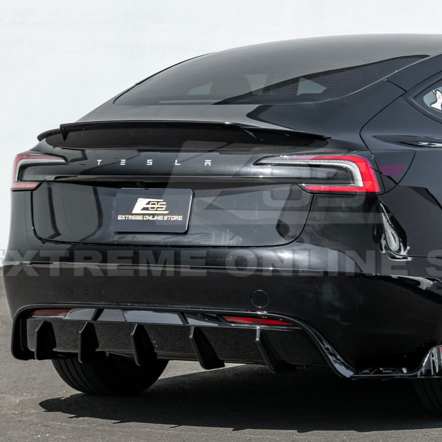 Tesla Model 3 Highland Performance Style Gloss Black Rear Bumper Diffuser Lip 2024-Up