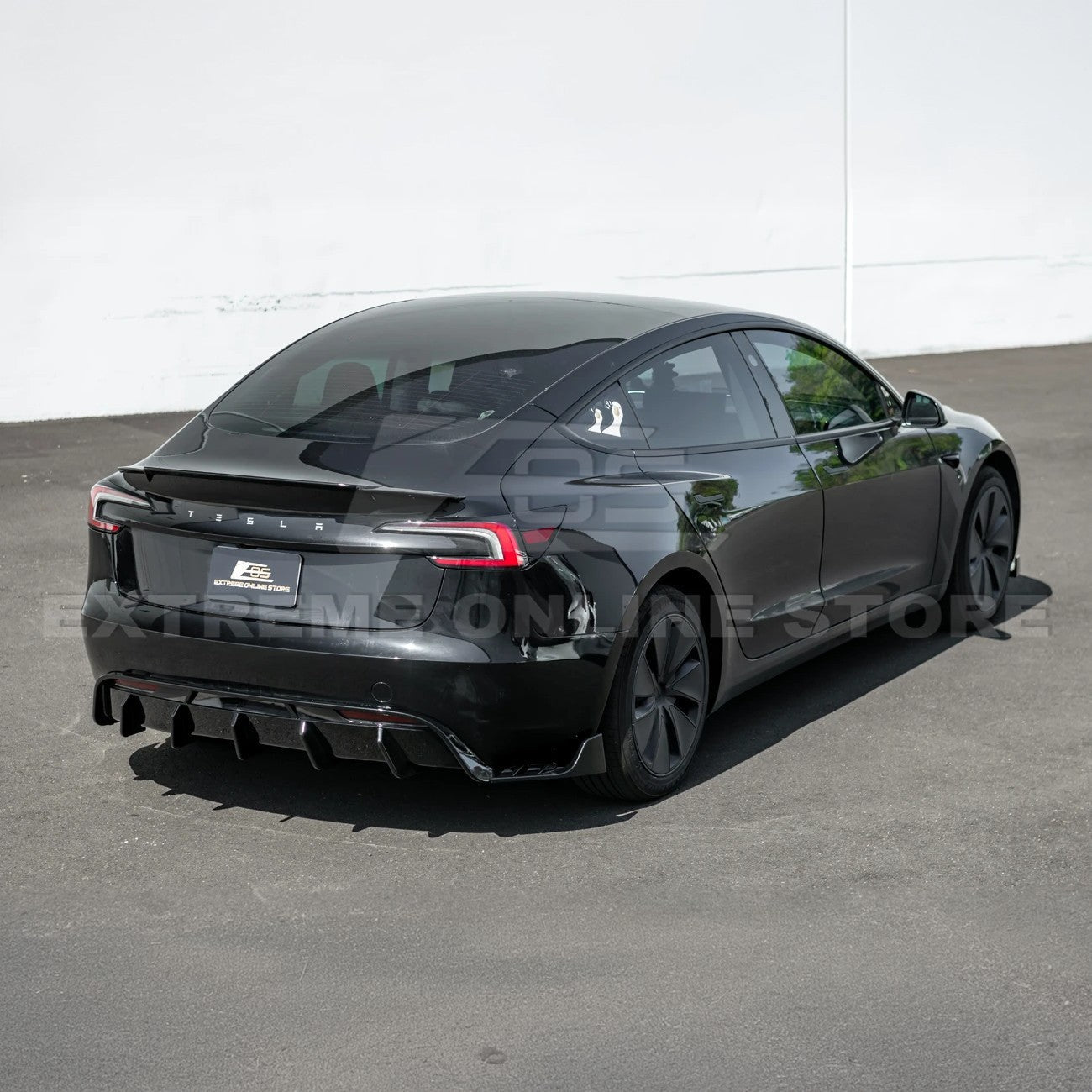 Tesla Model 3 Highland Performance Style Gloss Black Rear Bumper Diffuser Lip 2024-Up