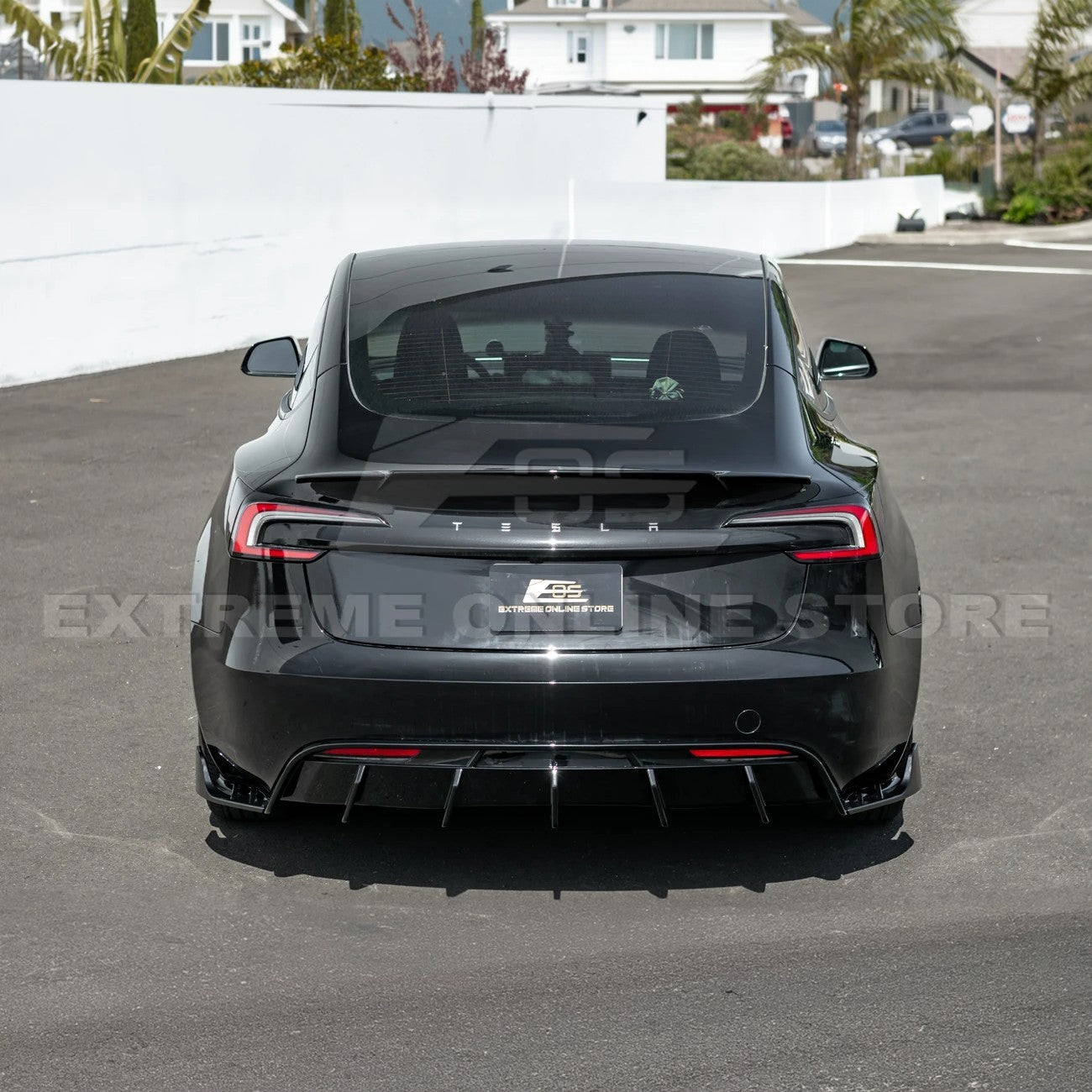 Tesla Model 3 Highland Performance Style Gloss Black Rear Bumper Diffuser Lip 2024-Up