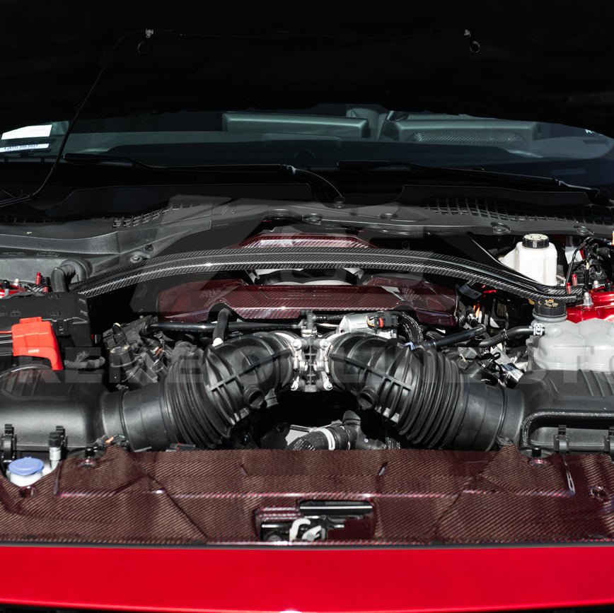 Mustang S650 Dark Horse Style Dry Carbon Fiber Engine Strut Brace Tower Bar 2024-Up