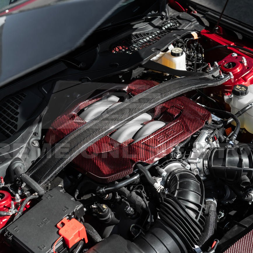 Mustang S650 Dark Horse Style Dry Carbon Fiber Engine Strut Brace Tower Bar 2024-Up