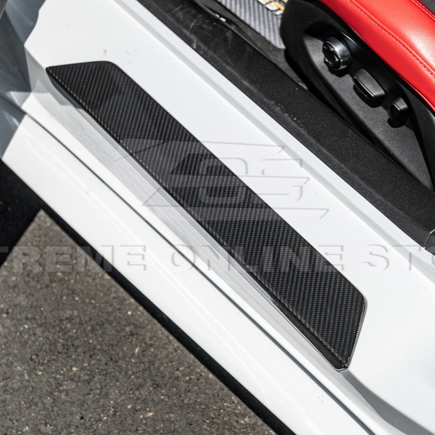Chevrolet Corvette C8 Dry Carbon Fiber Side Door Sill Plate Strip Covers 2020-Up