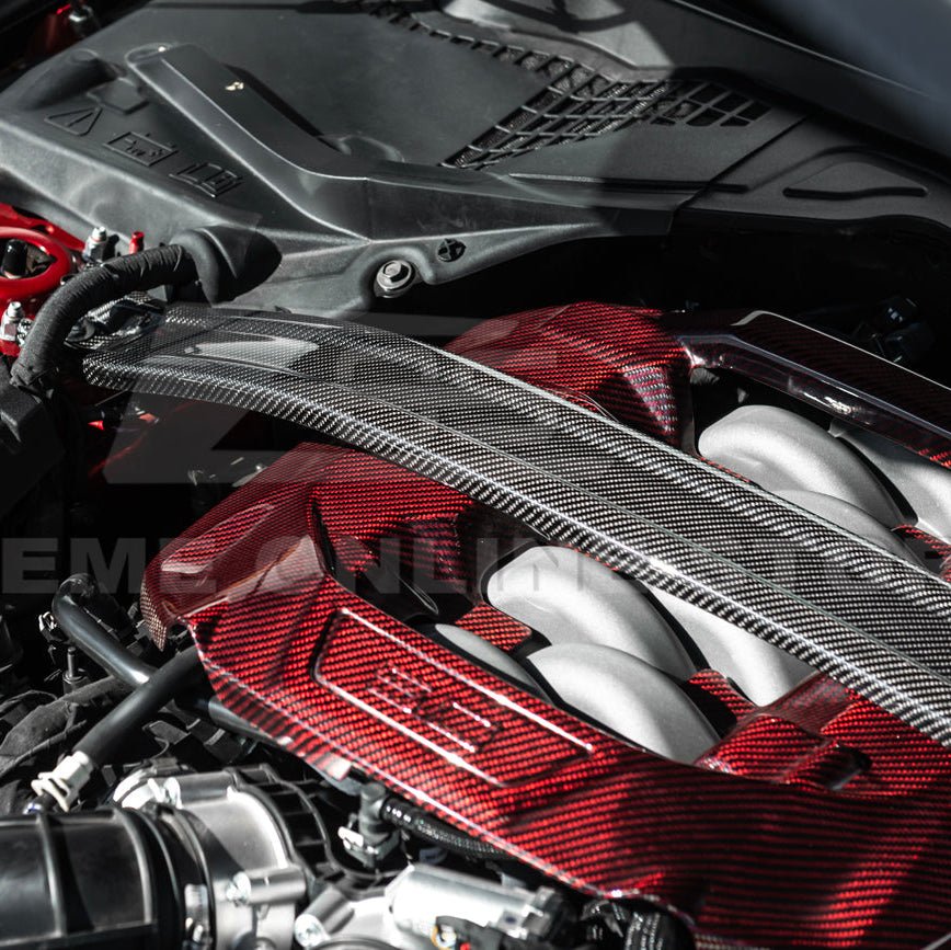 Mustang S650 Dark Horse Style Dry Carbon Fiber Engine Strut Brace Tower Bar 2024-Up
