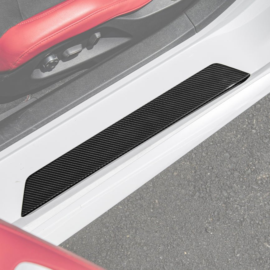 Chevrolet Corvette C8 Dry Carbon Fiber Side Door Sill Plate Strip Covers 2020-Up
