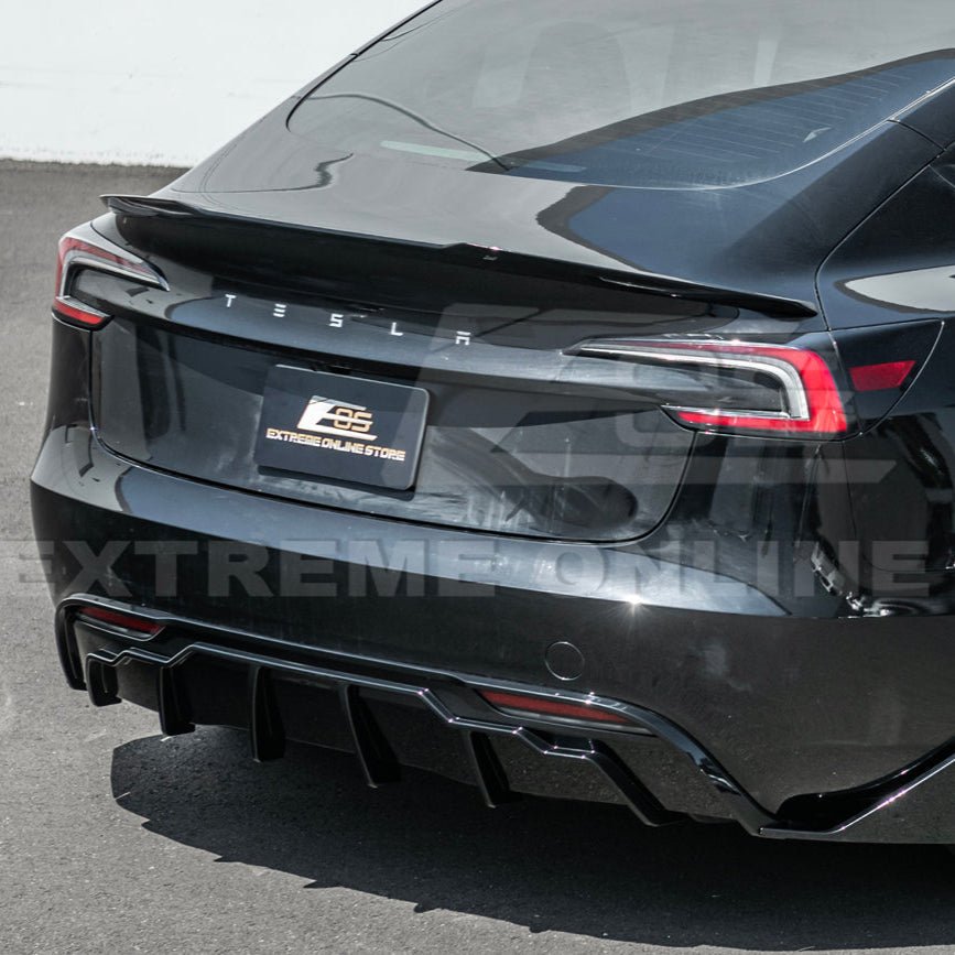 Tesla Model 3 Highland Track Style Gloss Black Rear Trunk Wing Spoiler 2024-Up