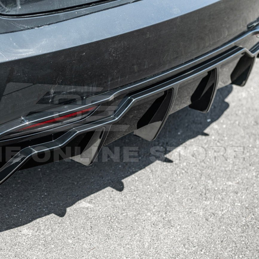 Tesla Model 3 Highland Track Style Gloss Black Rear Bumper Diffuser Lip 2024-Up