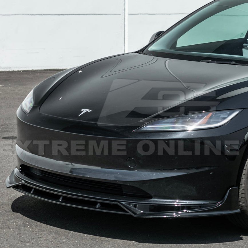 Tesla Model 3 Highland Track Style Gloss Black Front Lip Splitter 2024-Up