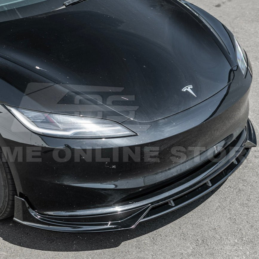 Tesla Model 3 Highland Track Style Gloss Black Front Lip Splitter 2024-Up