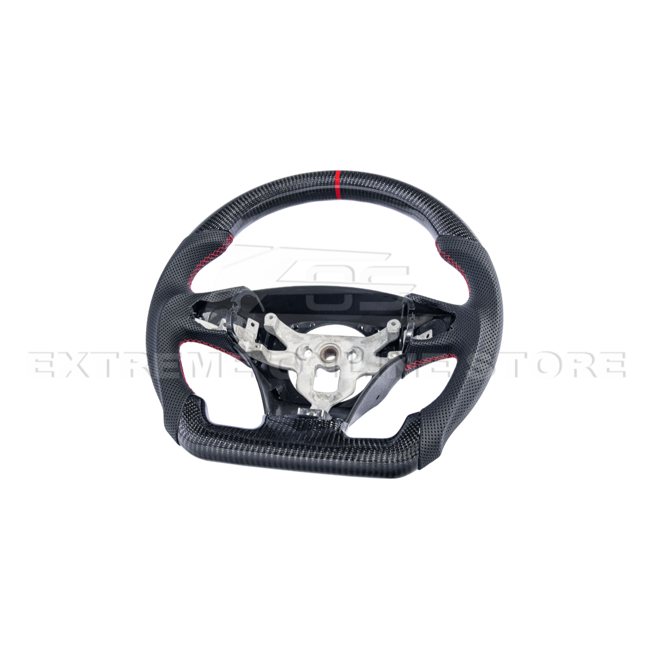 Chevrolet Corvette C6 Carbon Fiber Steering Wheel Perforated Leather Red Stripe 2005-2013
