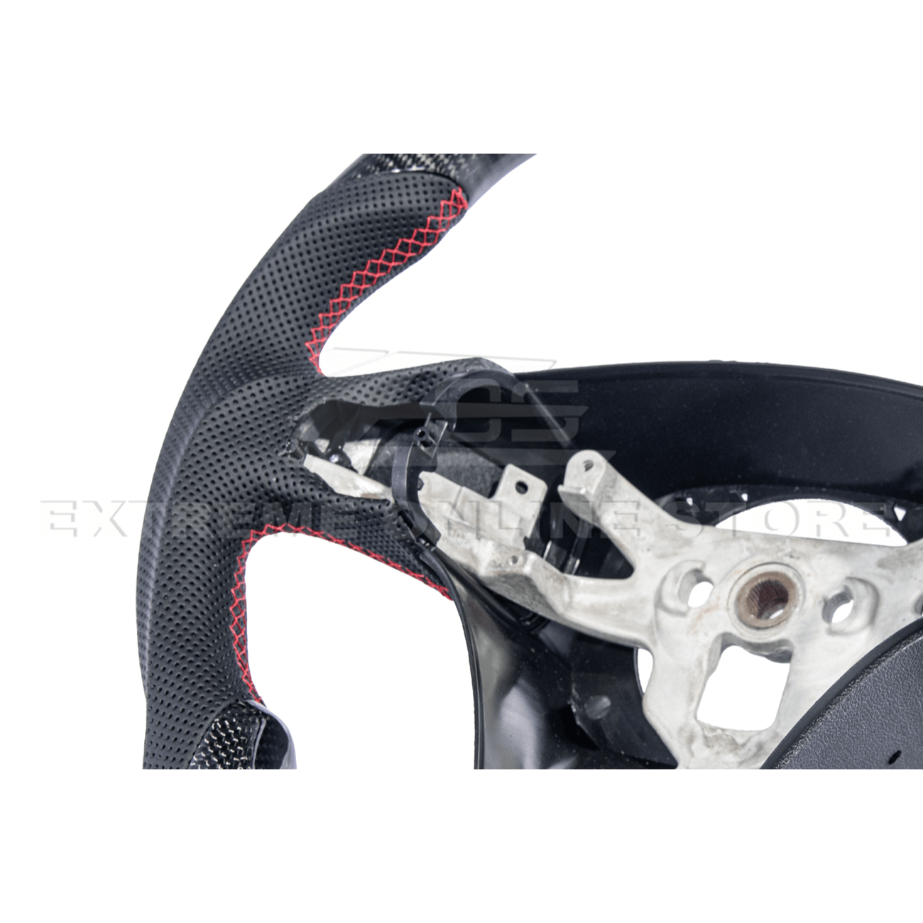 Chevrolet Corvette C6 Carbon Fiber Steering Wheel Perforated Leather Red Stripe 2005-2013