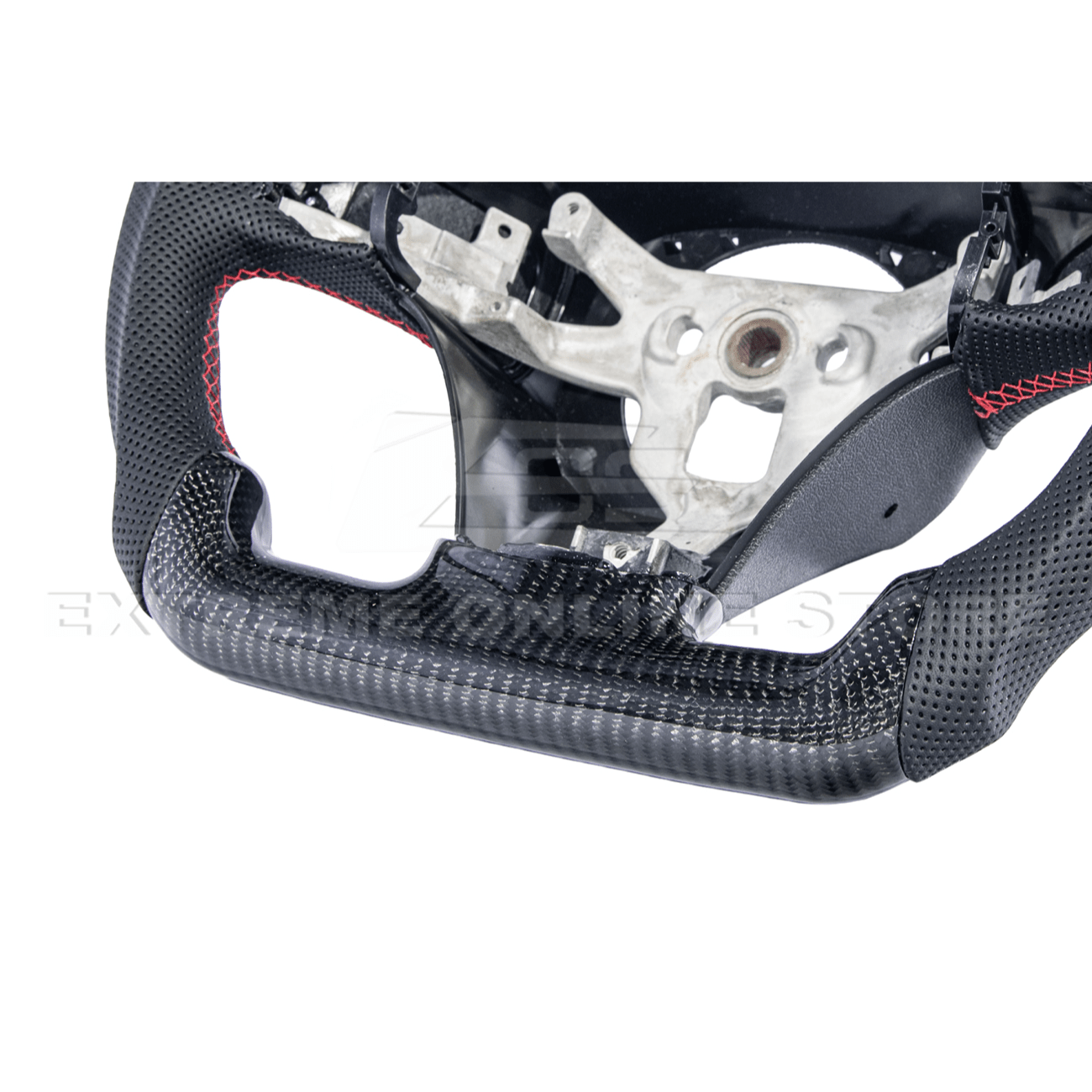 Chevrolet Corvette C6 Carbon Fiber Steering Wheel Perforated Leather Red Stripe 2005-2013