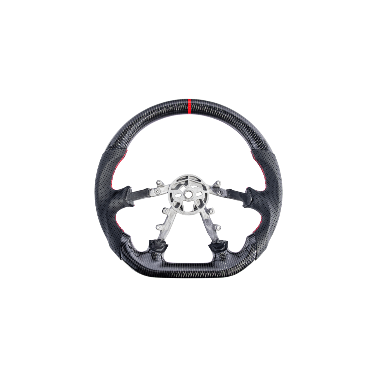 Corvette C5 Black Perforated Leather Red Stripe Carbon Fiber Steering Wheel (1997–2004)