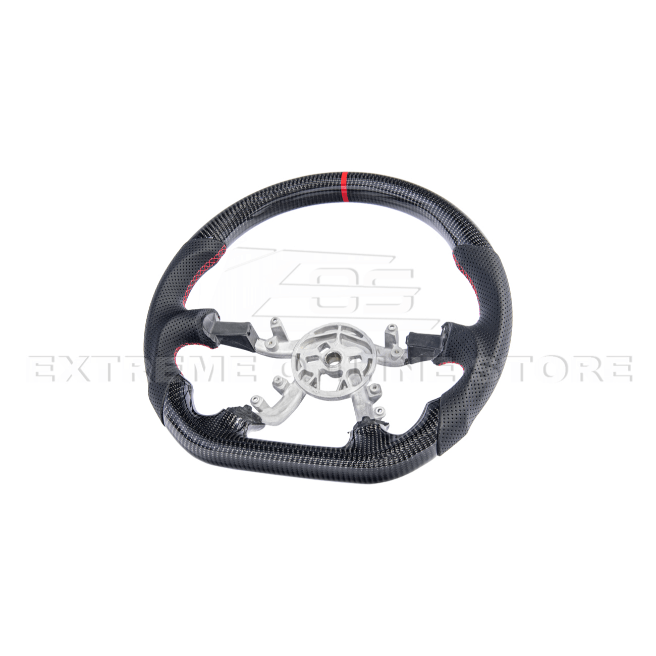 Corvette C5 Black Perforated Leather Red Stripe Carbon Fiber Steering Wheel (1997–2004)