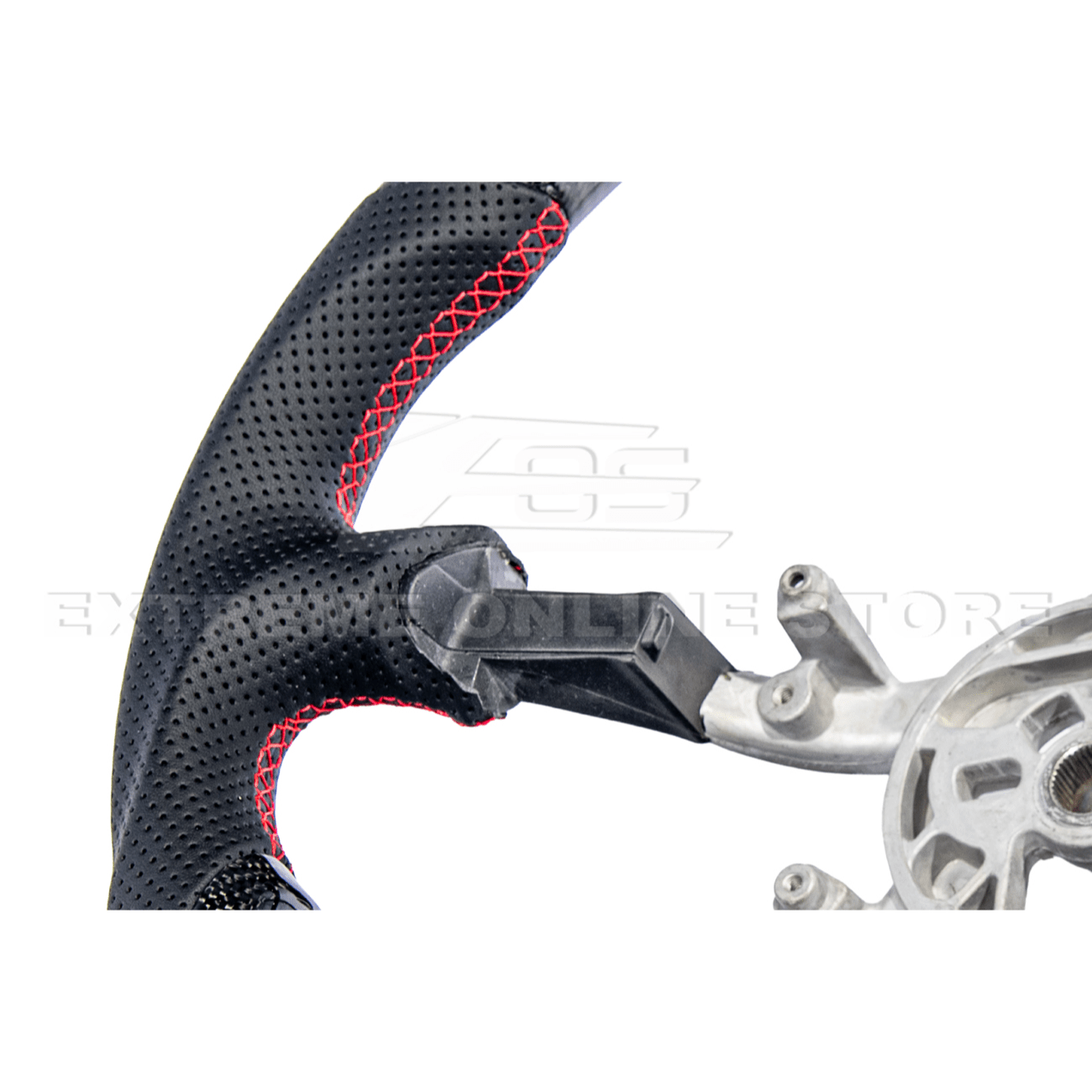 Corvette C5 Black Perforated Leather Red Stripe Carbon Fiber Steering Wheel (1997–2004)