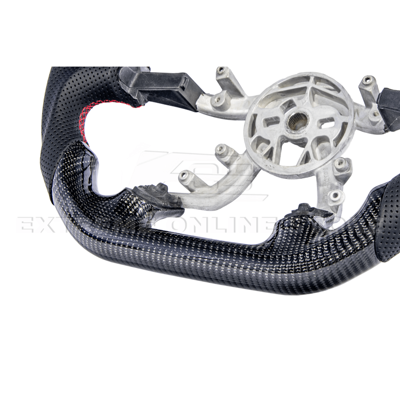 Corvette C5 Black Perforated Leather Red Stripe Carbon Fiber Steering Wheel (1997–2004)