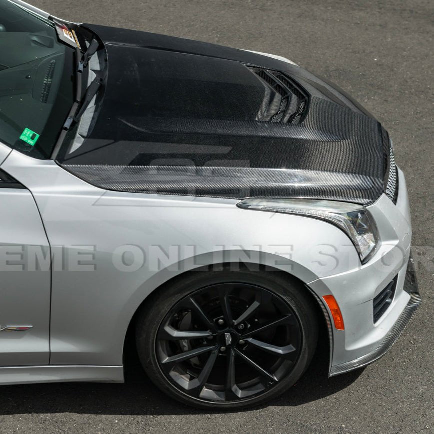 Cadillac ATS ATS-V Factory Style Carbon Fiber Hood Vent Cover 2016-2019