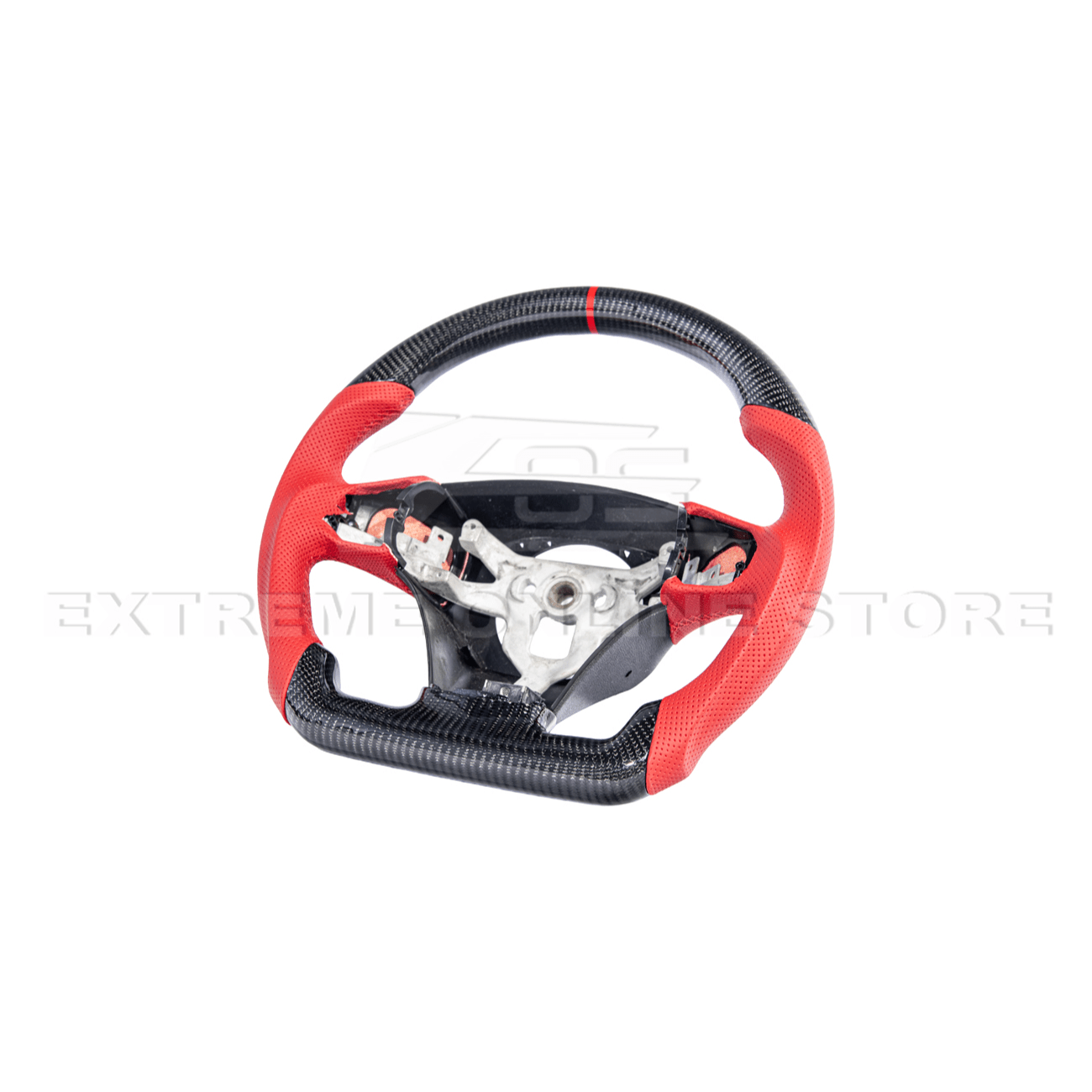 Chevrolet Corvette C6 Carbon Fiber Steering Wheel Red Perforated Leather Stripe 2005-2013