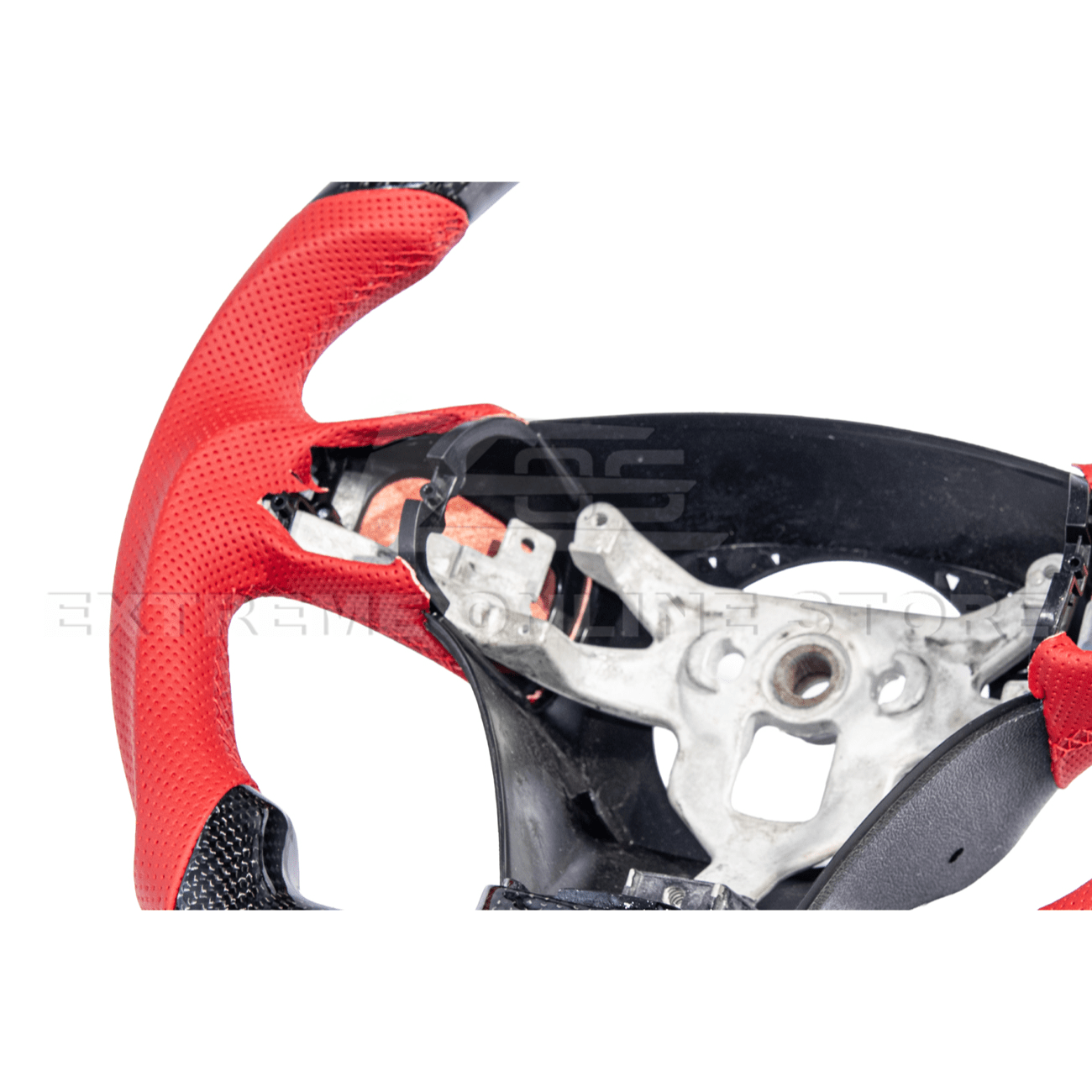 Chevrolet Corvette C6 Carbon Fiber Steering Wheel Red Perforated Leather Stripe 2005-2013