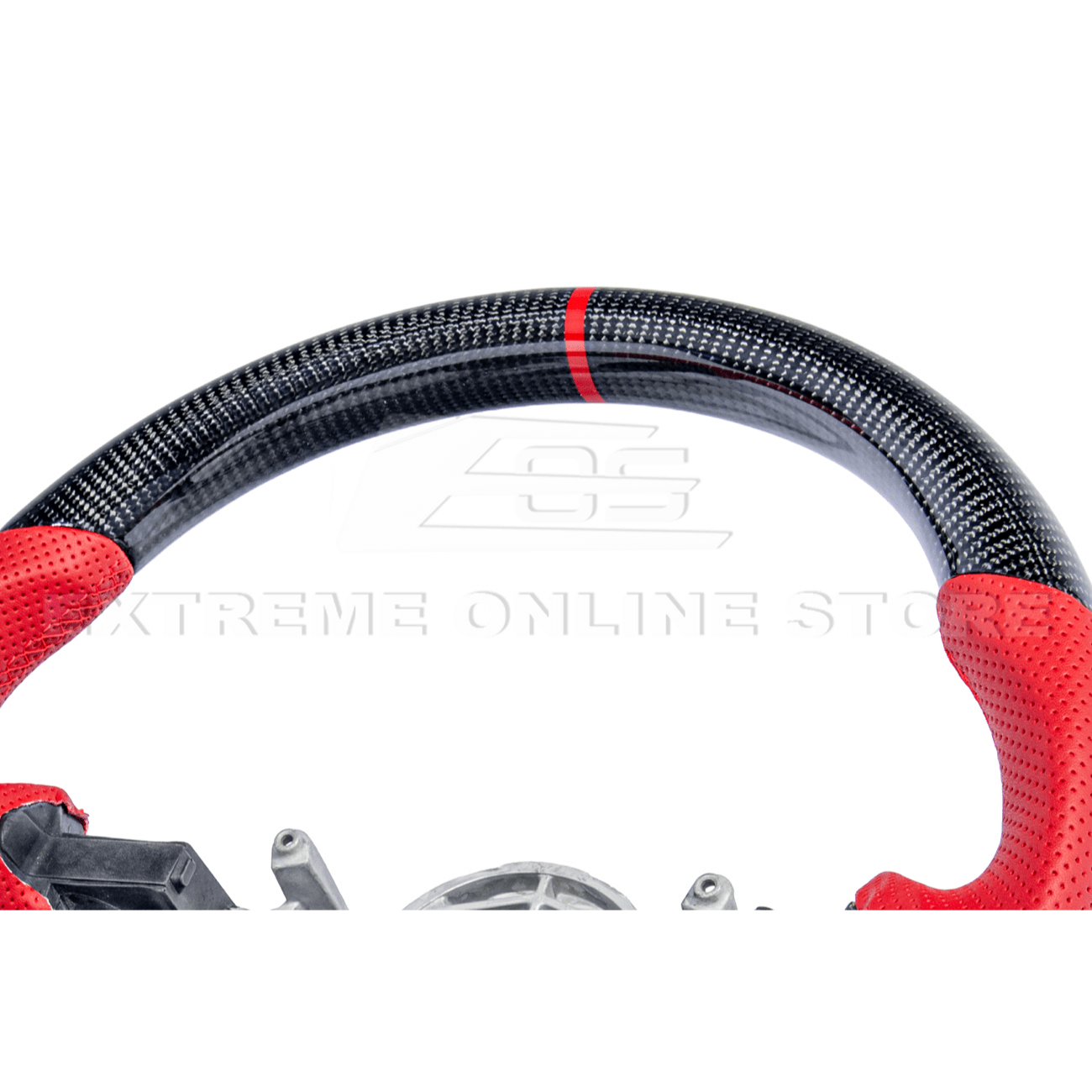 Chevrolet Corvette C5 Carbon Fiber Steering Wheel Red Perforated Leather Stripe 1997-2004
