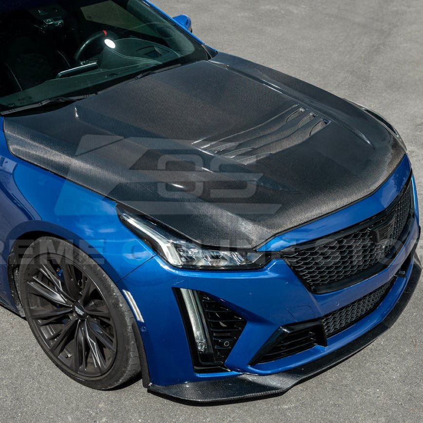 Cadillac CT5 / CT5-V Carbon Fiber Front Bumper Hood Vented Cover Blackwing Style 2020-Up