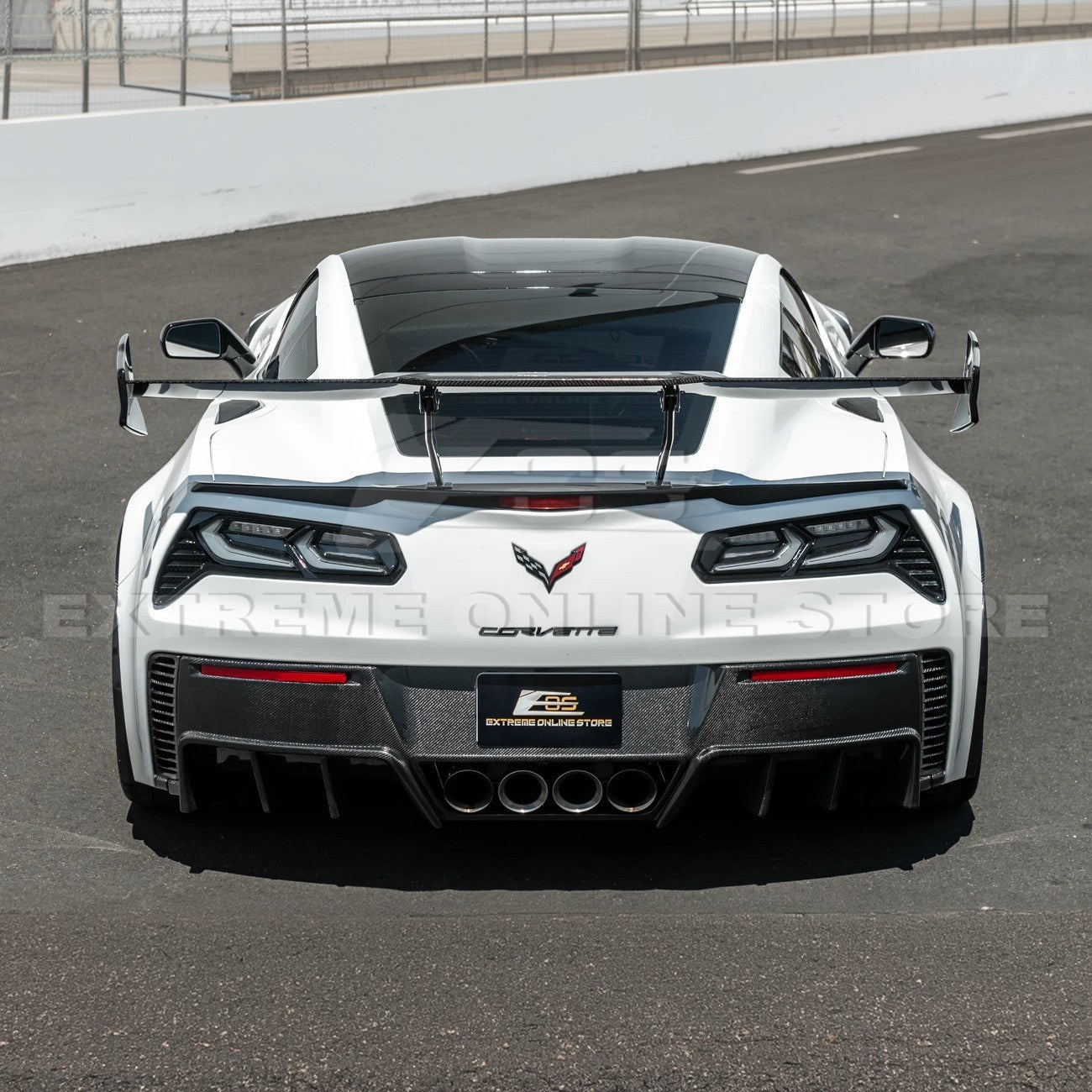 Chevrolet Corvette C7 ZR1 ZTK Style Carbon Fiber Extended High Wing Spoiler Kit 2014-2019