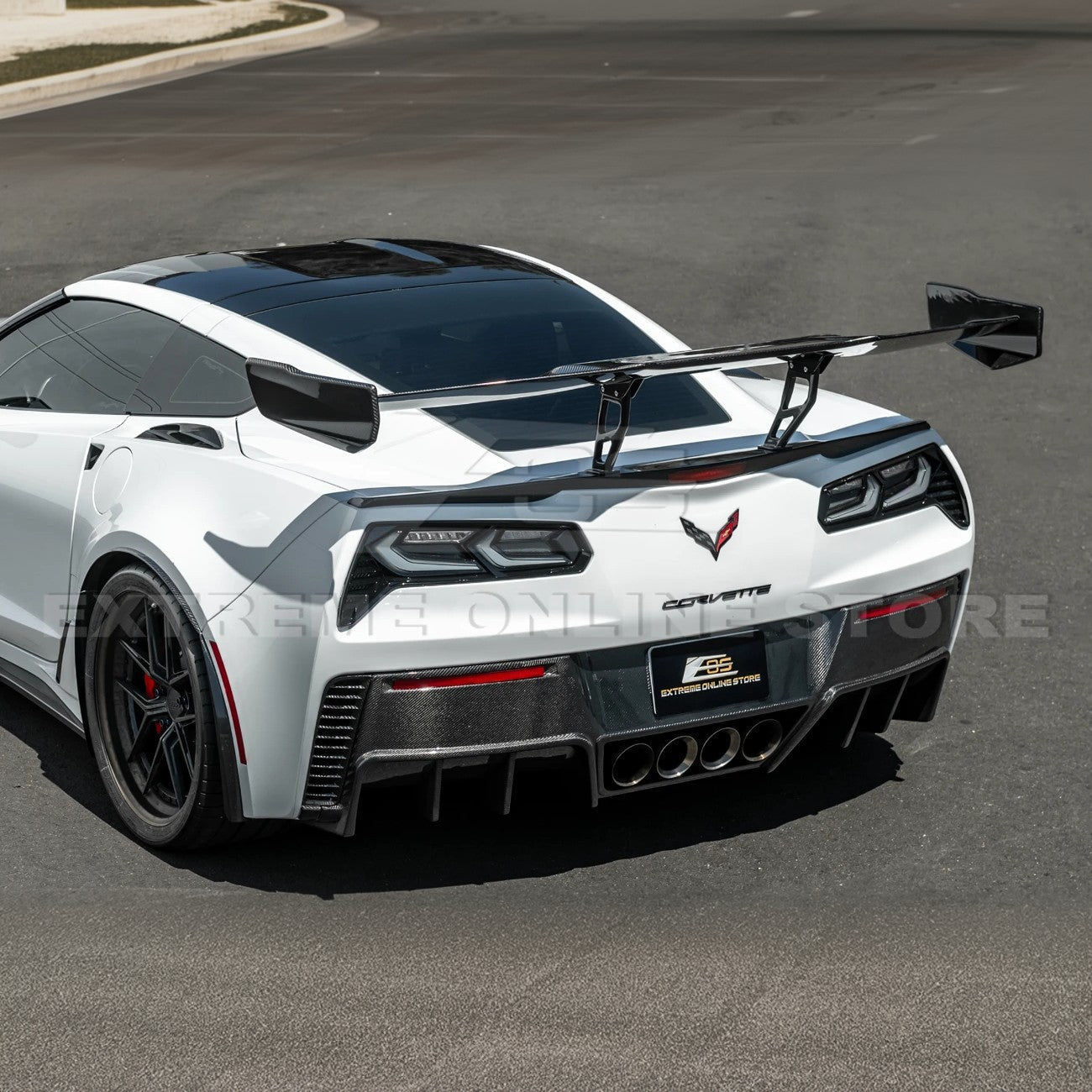 Chevrolet Corvette C7 ZR1 ZTK Style Carbon Fiber Extended High Wing Spoiler Kit 2014-2019