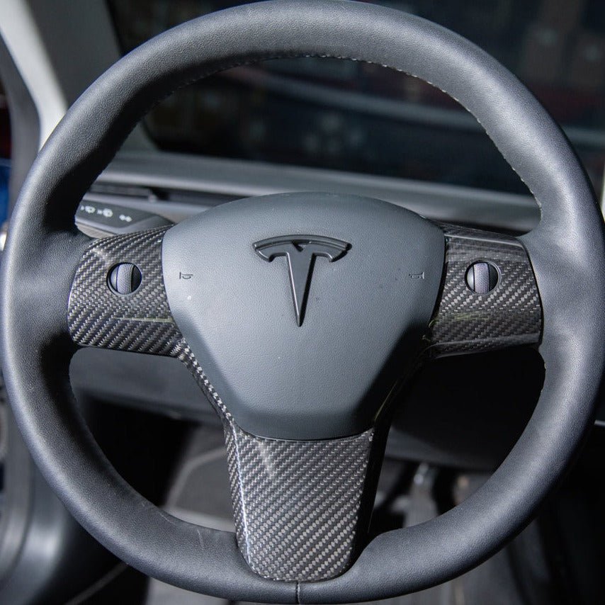 Tesla Model 3 Model Y Carbon Fiber Interior Steering Wheel Cover 2020-2024