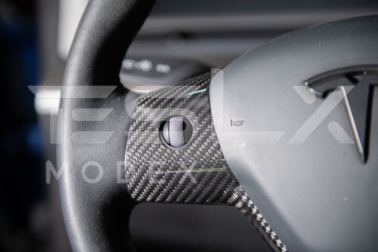 Tesla Model 3 Model Y Carbon Fiber Interior Steering Wheel Cover 2020-2024