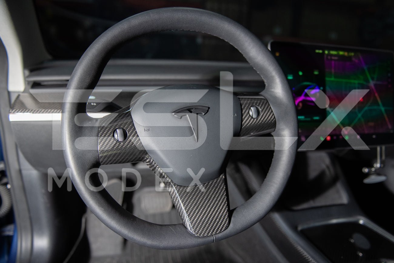 Tesla Model 3 Model Y Carbon Fiber Interior Steering Wheel Cover 2020-2024