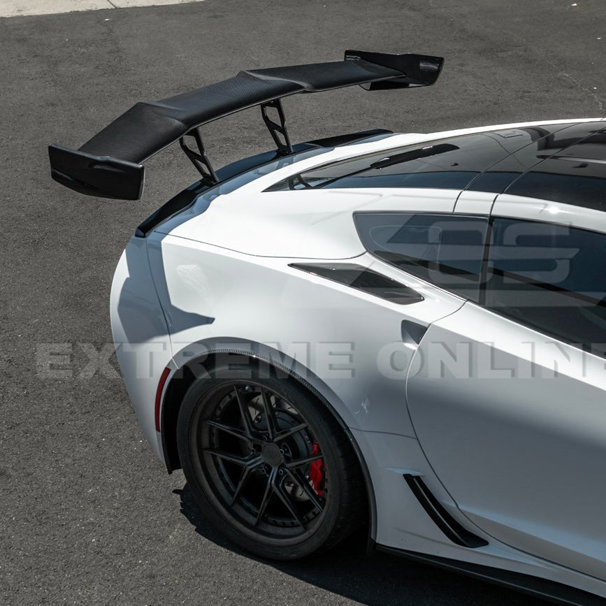 Chevrolet Corvette C7 ZR1 ZTK Style Carbon Fiber Extended High Wing Spoiler Kit 2014-2019