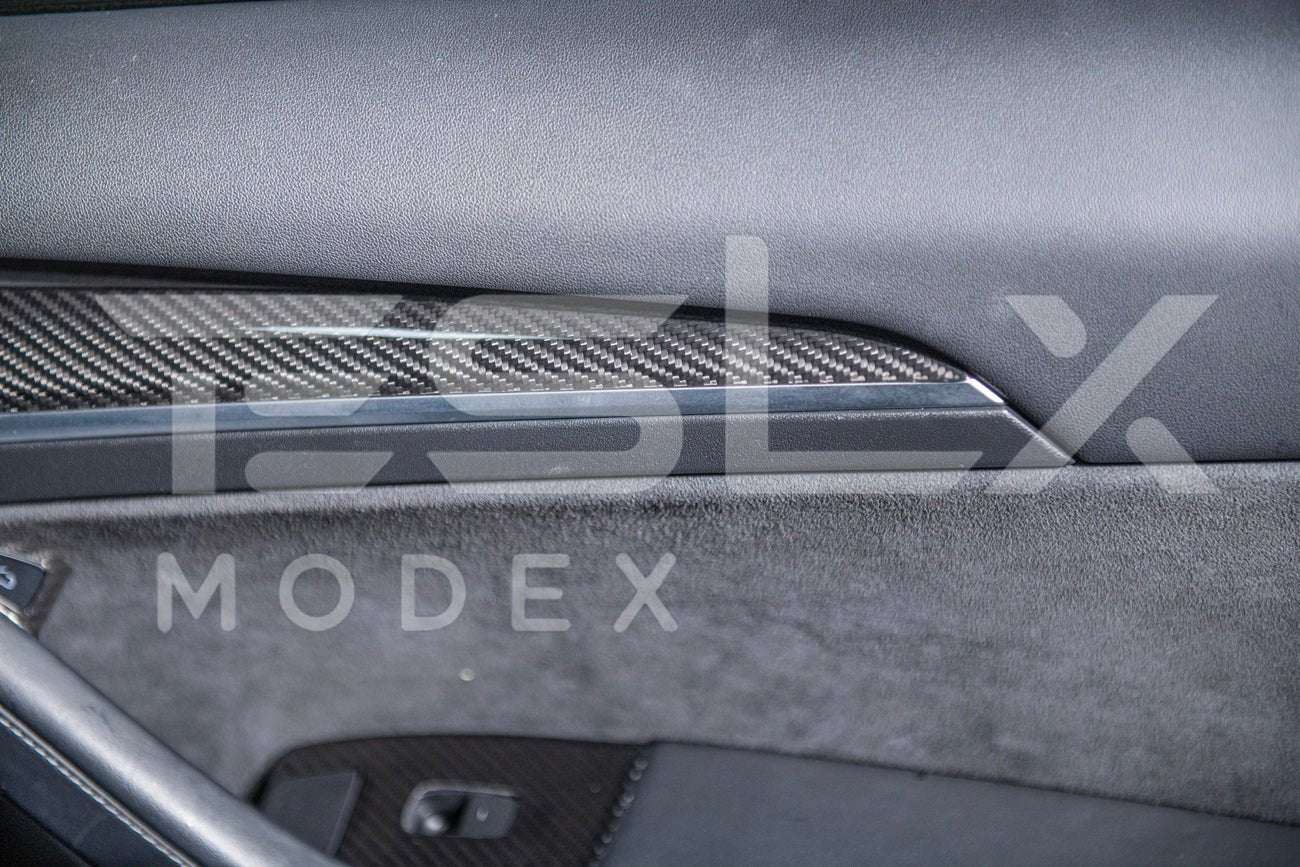 Tesla Model 3 Model Y Carbon Fiber Interior Door Trim Panel Cover 2020-2024