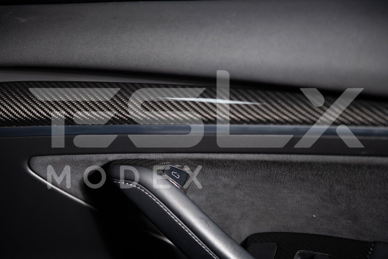 Tesla Model 3 Model Y Carbon Fiber Interior Door Glass Lifting Panel Cover 2020-2024