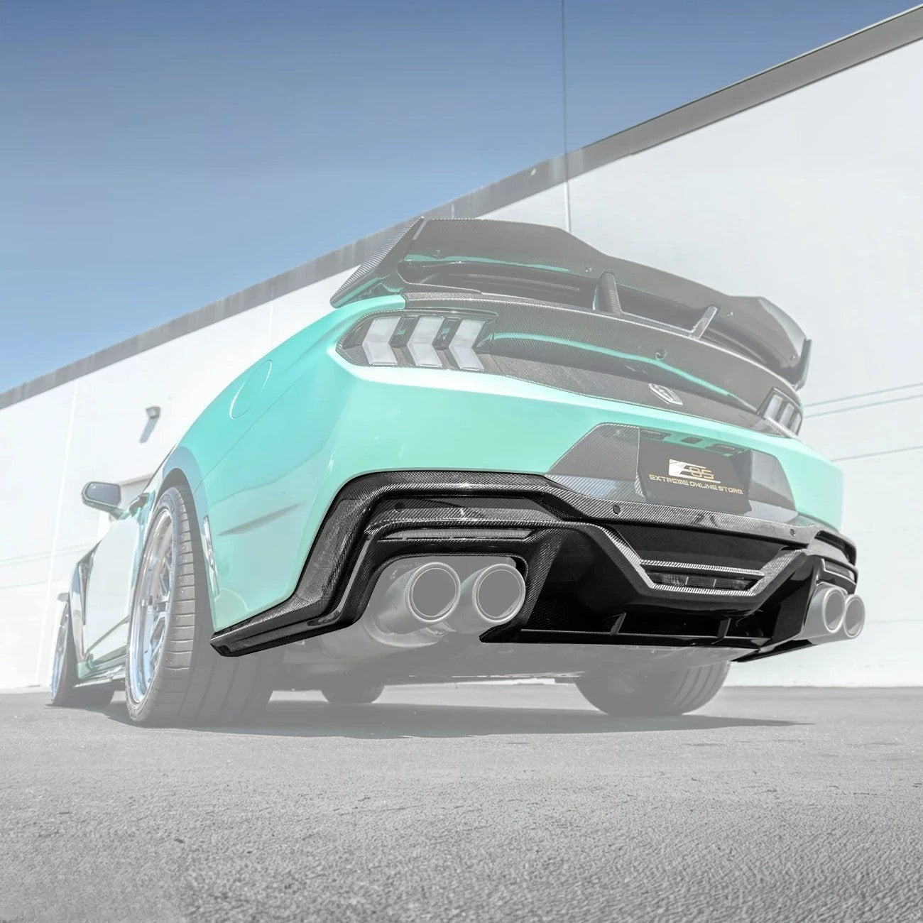 Ford Mustang S650 Dark Horse Style Dry Carbon Fiber Rear Bumper Diffuser 2024-Up