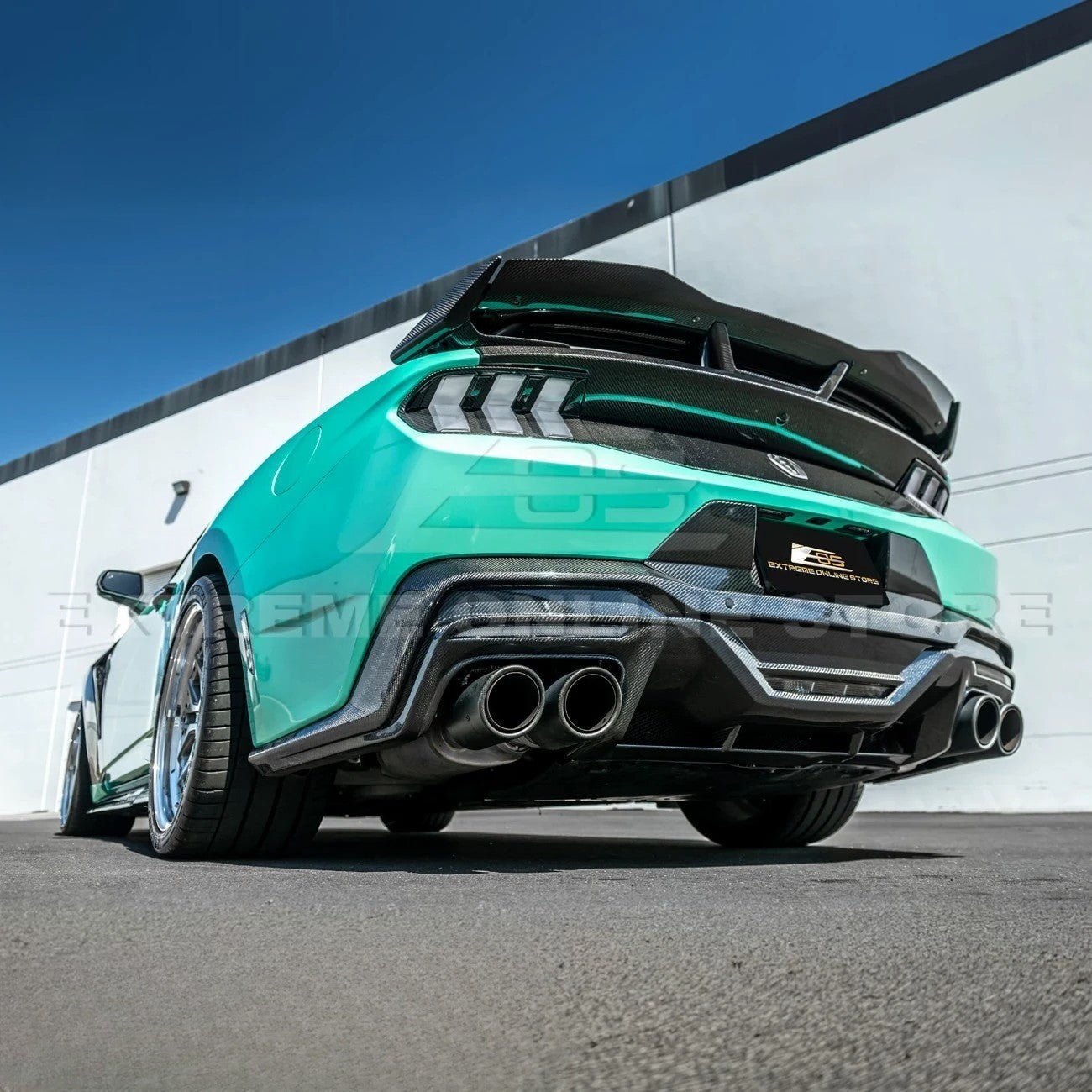 Ford Mustang S650 Dark Horse Style Dry Carbon Fiber Rear Bumper Diffuser 2024-Up