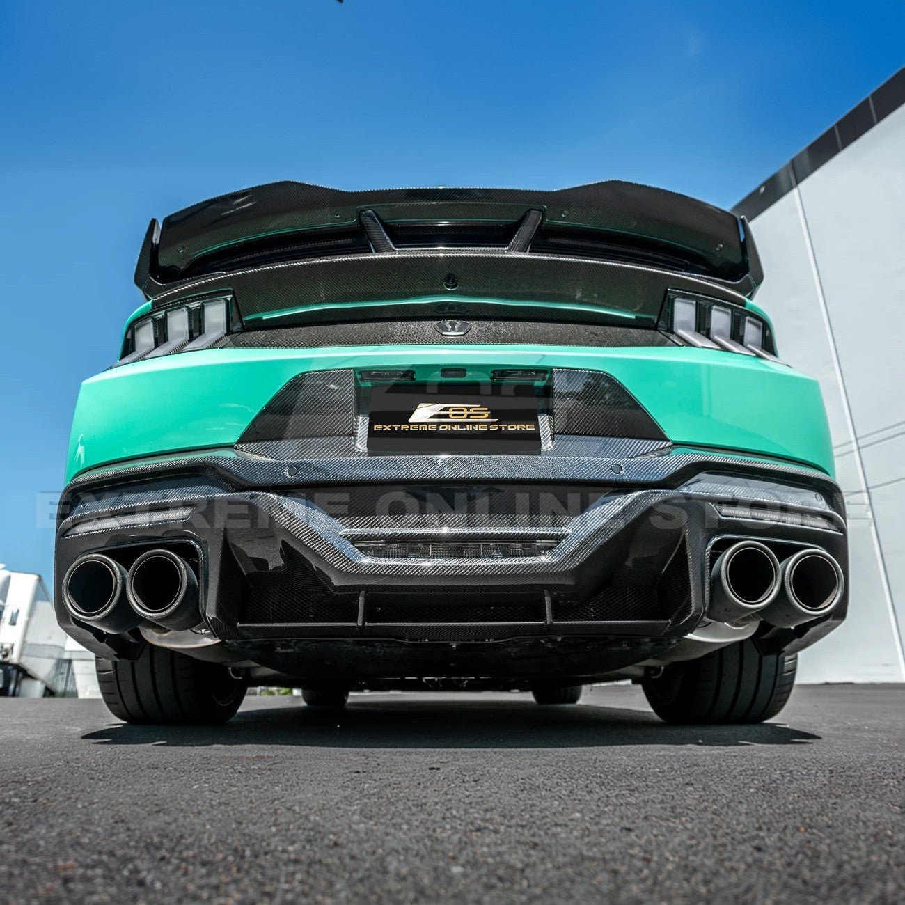 Ford Mustang S650 Dark Horse Style Dry Carbon Fiber Rear Bumper Diffuser 2024-Up