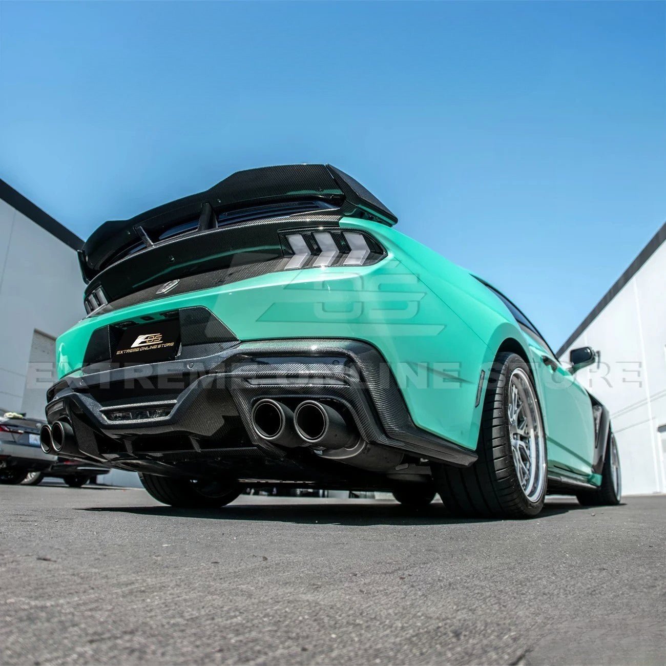 Ford Mustang S650 Dark Horse Style Dry Carbon Fiber Rear Bumper Diffuser 2024-Up