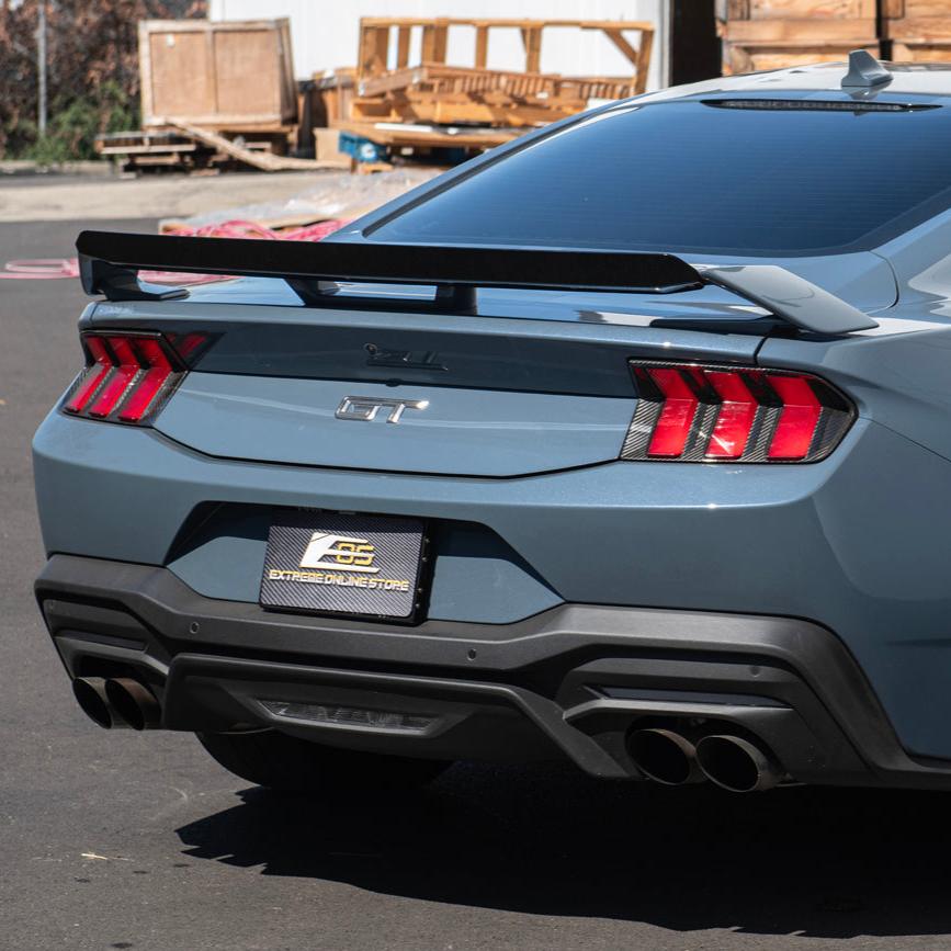 Ford Mustang S650 GT Performance Style Rear Gurney Flap Spoiler Matte Black Carbon Finish 2024-Up