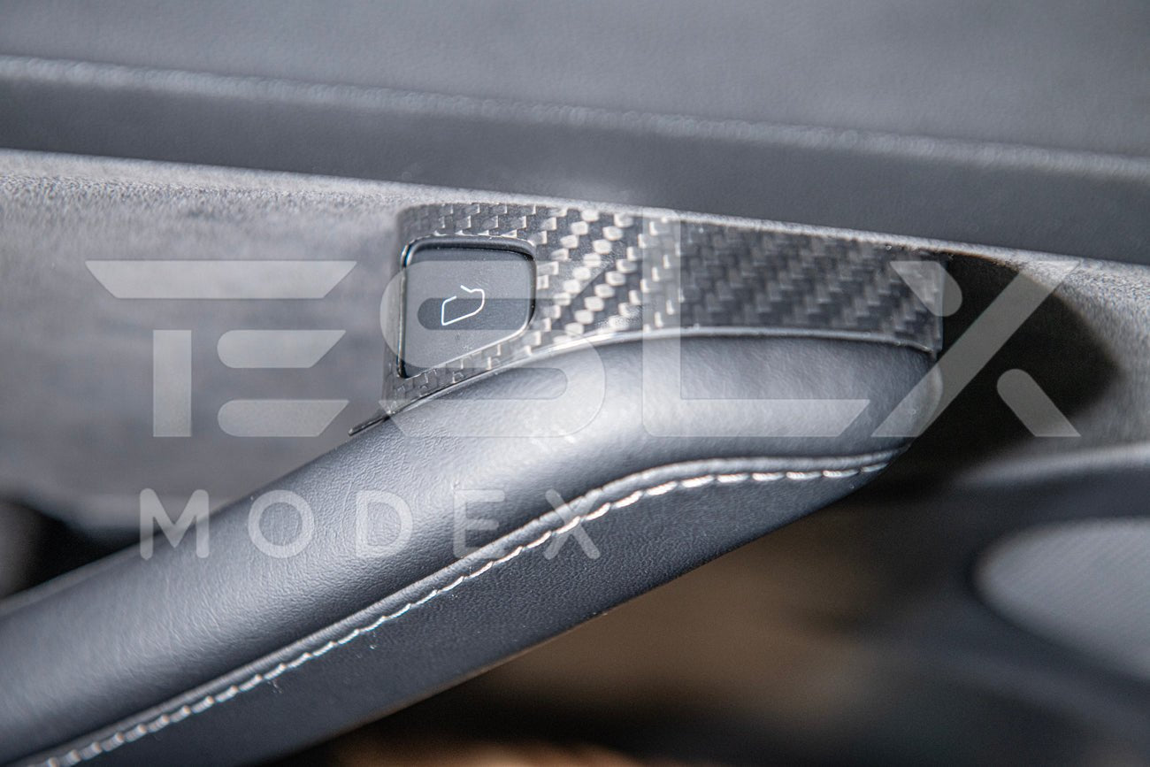 Tesla Model 3 Model Y Carbon Fiber Interior Door Glass Lifting Panel Cover 2020-2024