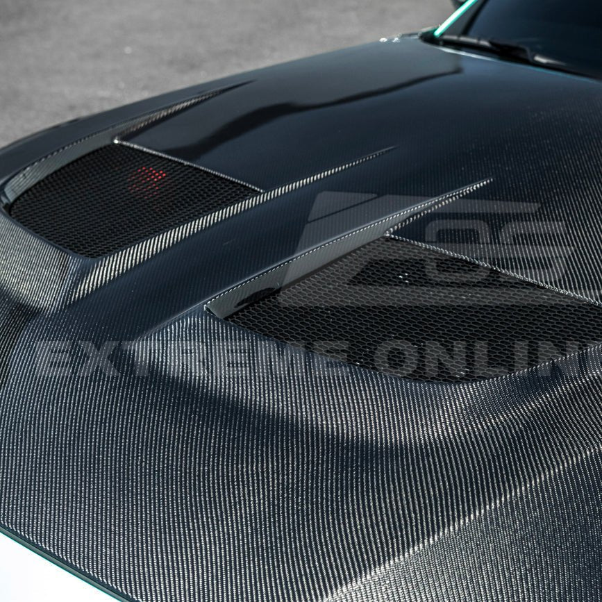 Ford Mustang S650 GTD Style Carbon Fiber Front Bumper Hood 2024-Up