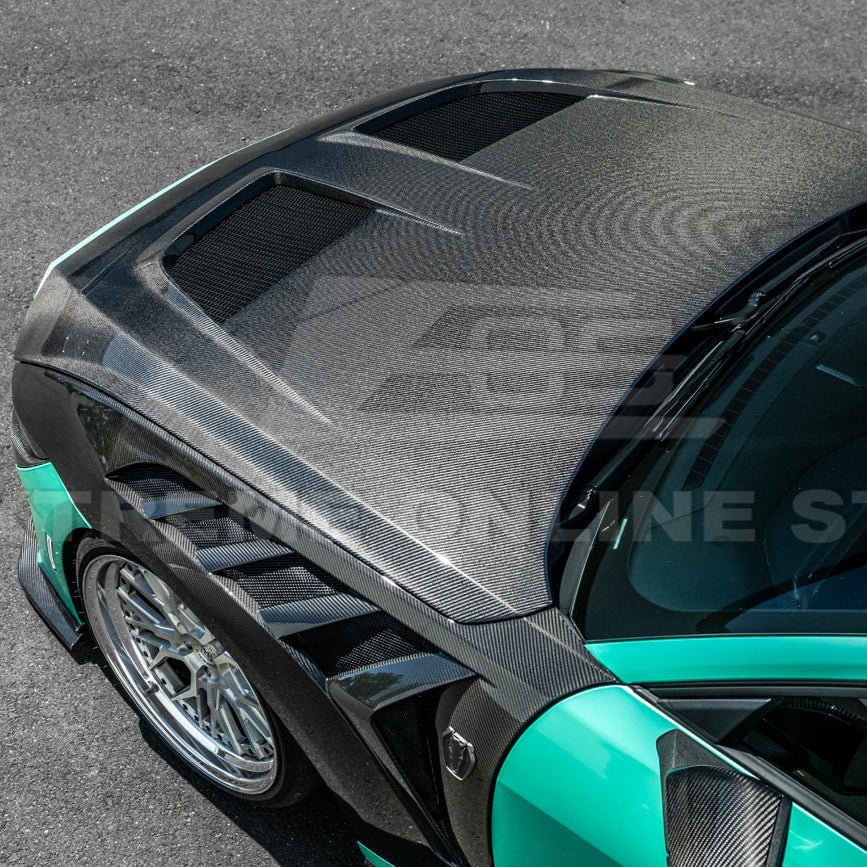 Ford Mustang S650 GTD Style Carbon Fiber Front Bumper Hood 2024-Up