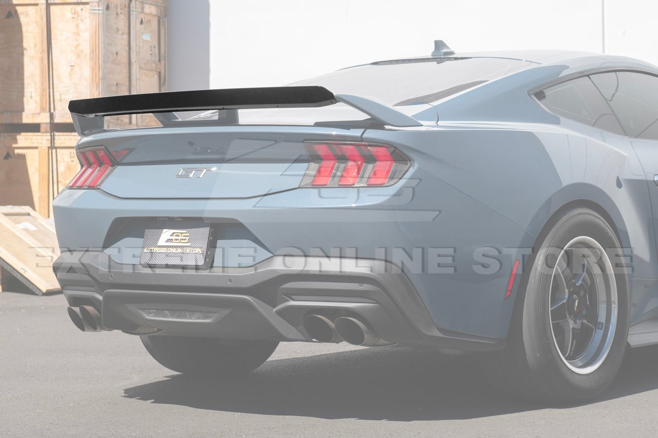 Ford Mustang S650 GT Performance Style Rear Gurney Flap Spoiler Matte Black Carbon Finish 2024-Up