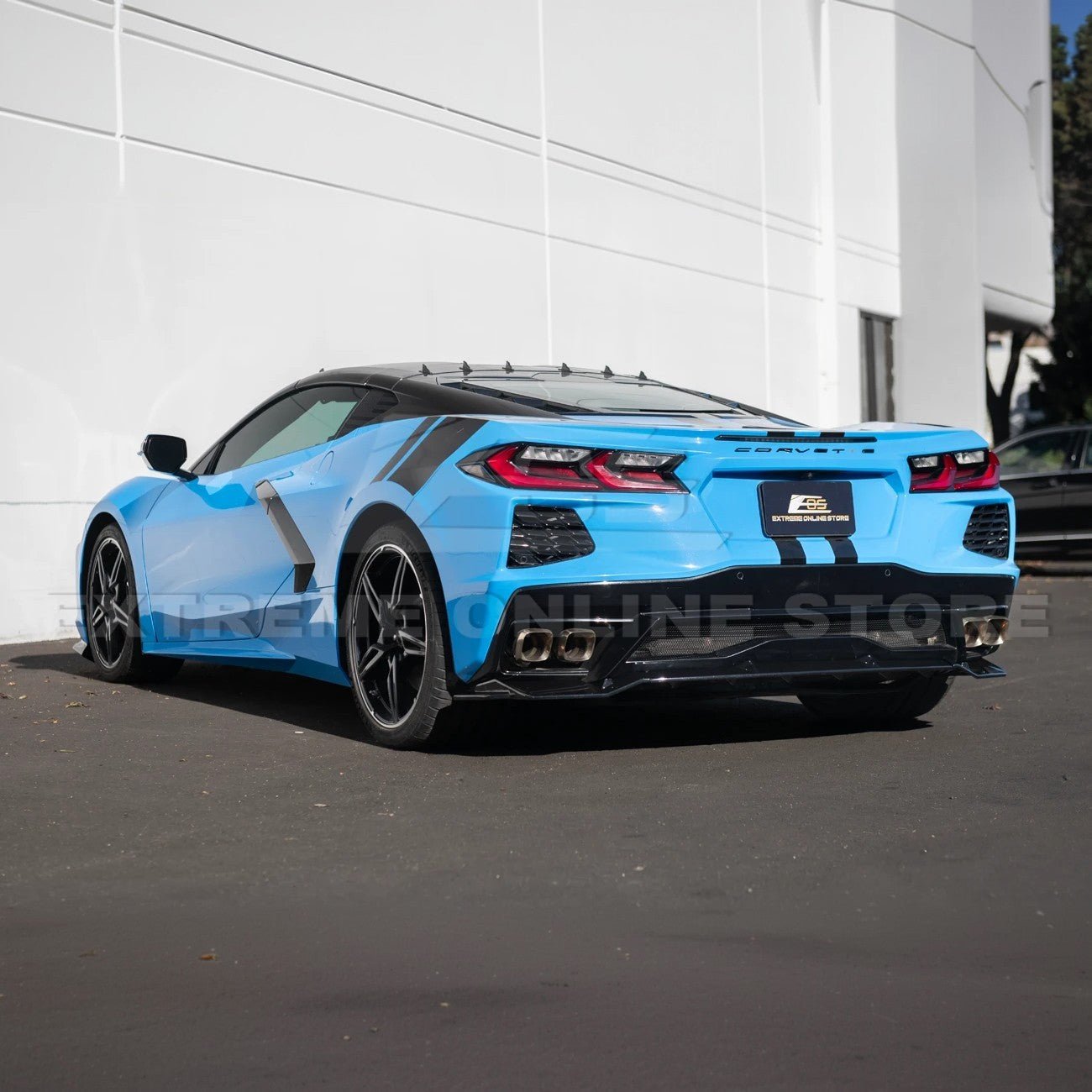 Chevrolet Corvette C8 Performance Style Matte Black Rear Diffuser Lip Winglet Kit 2020-2026